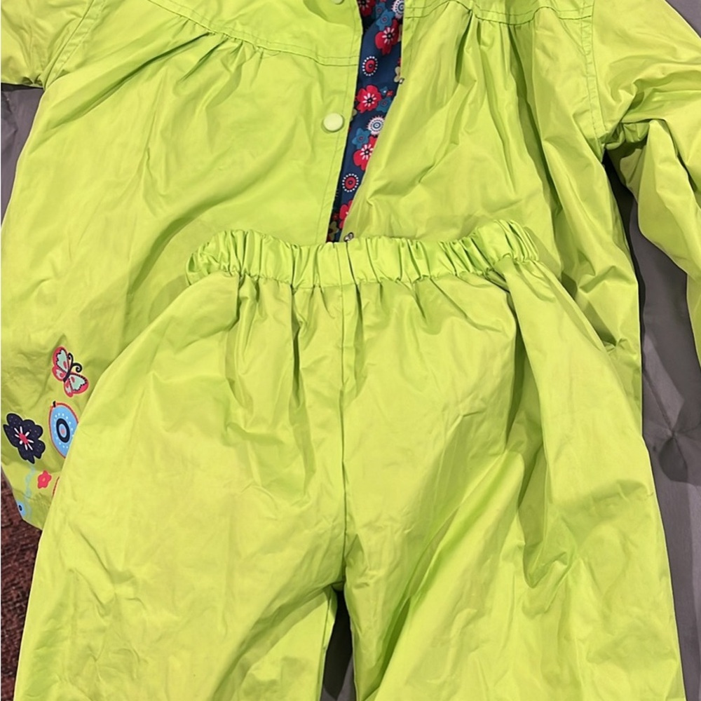 Bright Green Children's Raincoat and Pants Set